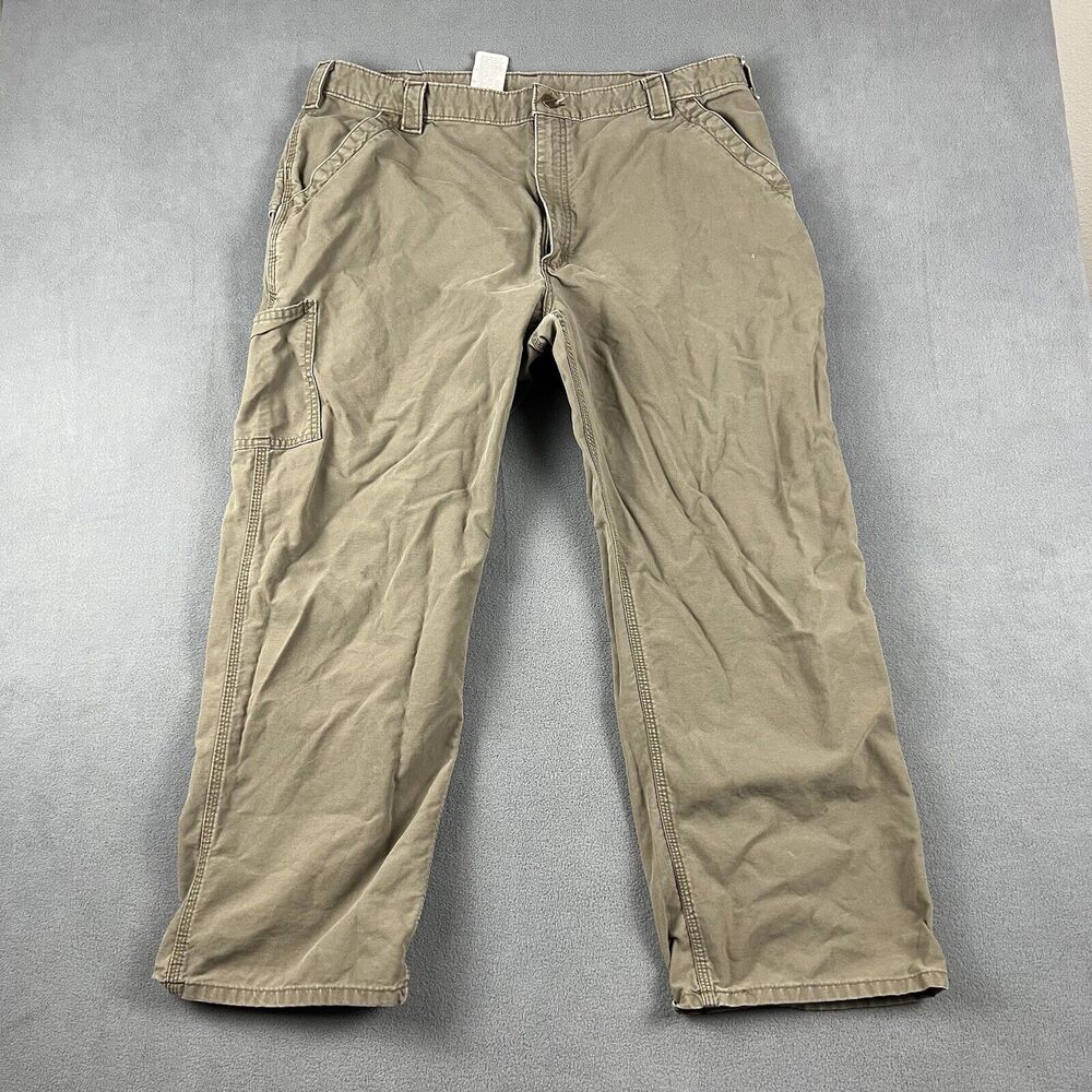 Carhartt Pants Mens 42X30 Gray Distressed Relaxed Fit Canvas Outdoor Workwear